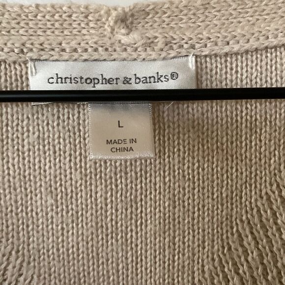 Vintage Sweater coastal oatmeal knit argyle women's large cable knit fall v neck - Picture 4 of 6